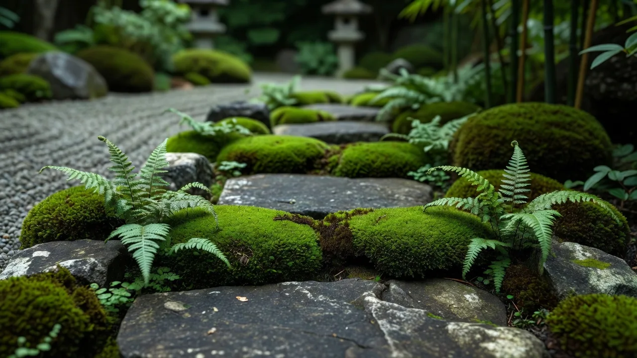 苔の飛び石